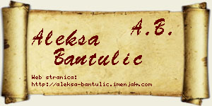 Aleksa Bantulić vizit kartica